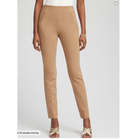 CHICOS NWT Juliet Slim Leg Pull on Elastic Waist Pants in Brown Khaki // 2 - Picture 10 of 13
